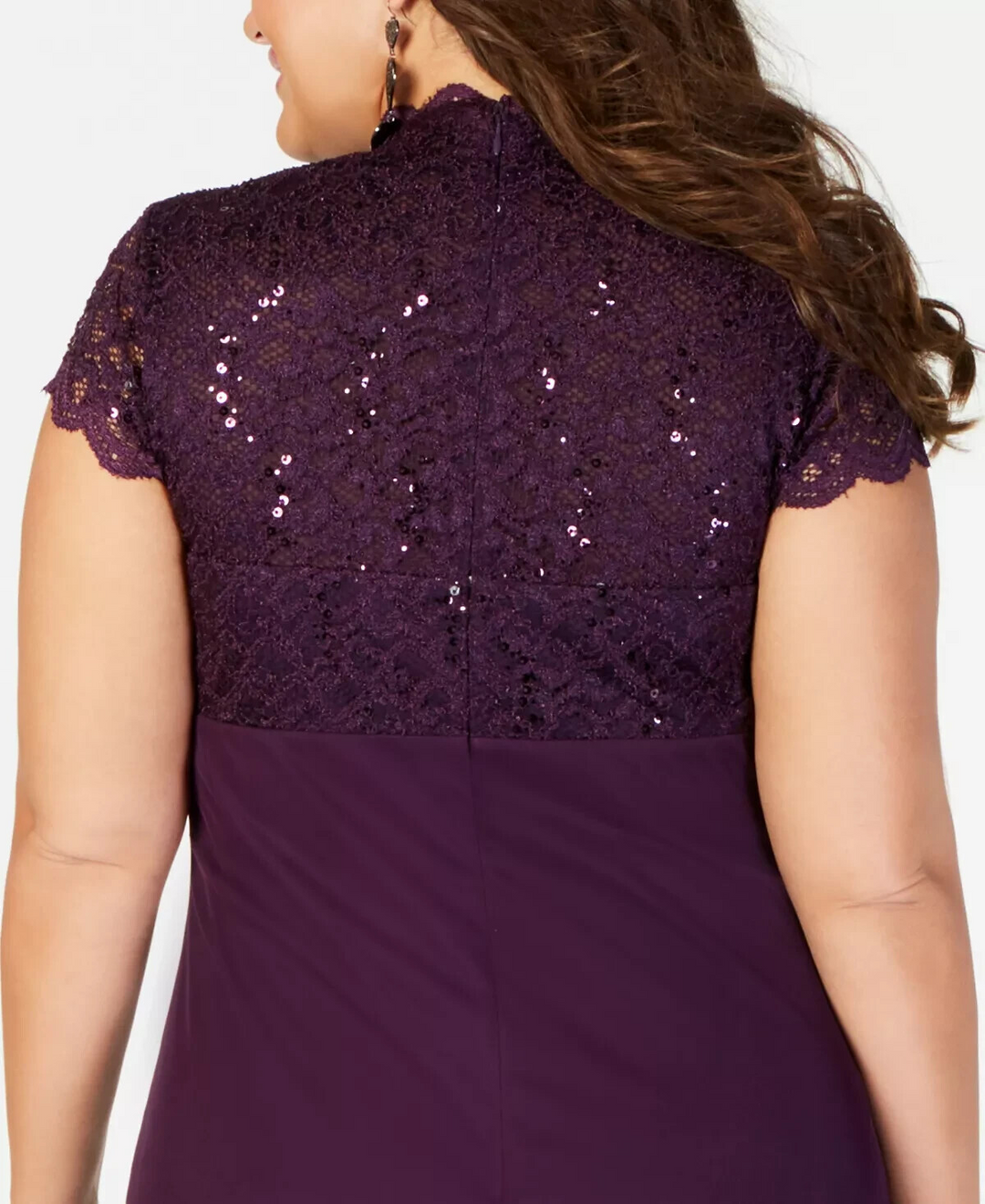 B&A by Betsy & Adam Plus Size Sequined-Lace Ruched Gown MSRP $169