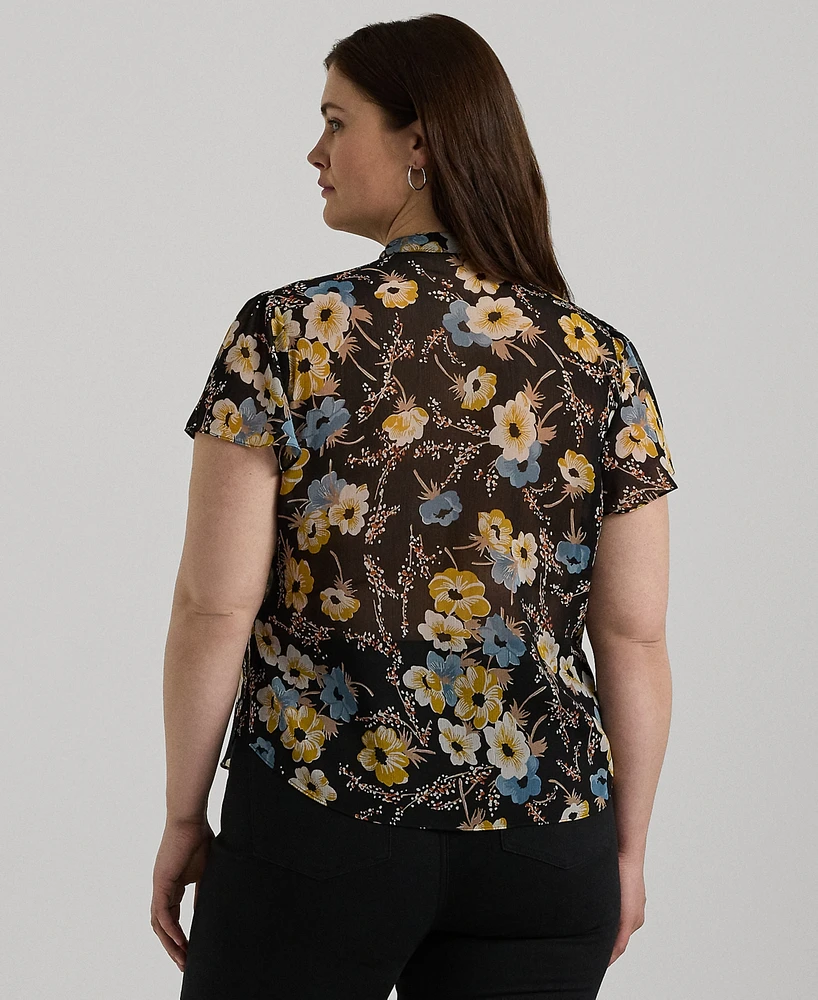Lauren Ralph Lauren Plus Size Flutter-Sleeve Top MSRP $165