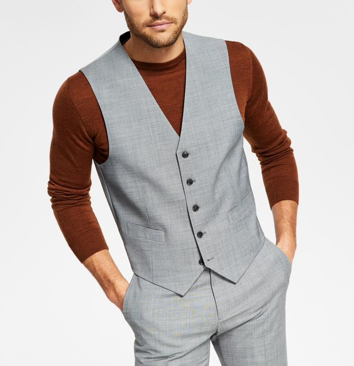 Tommy Hilfiger Modern-Fit Wool-Blend TH-Flex Stretch Suit Separates Vest $125