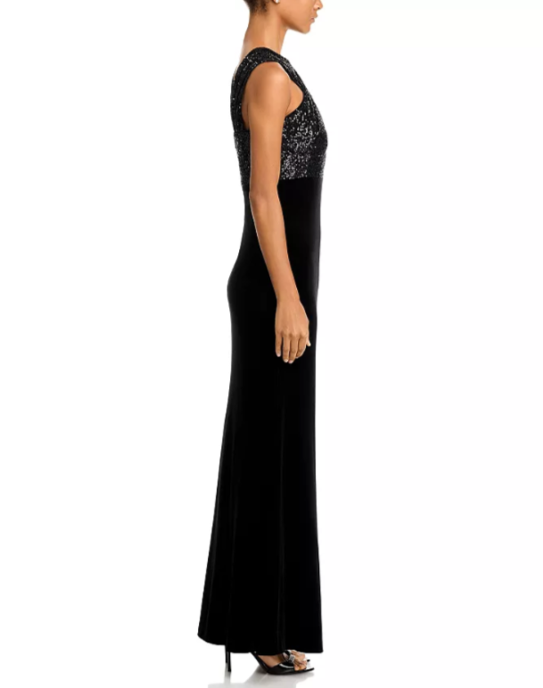 Eliza J Sequined Velvet Mermaid Gown MSRP $218