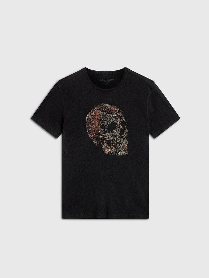 John Varvatos Embroidered Skull Men's T Shirt MSRP $148