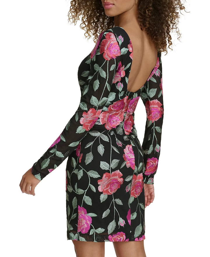 Siena Floral Embroidered Mesh Bodycon Dress MSRP $138
