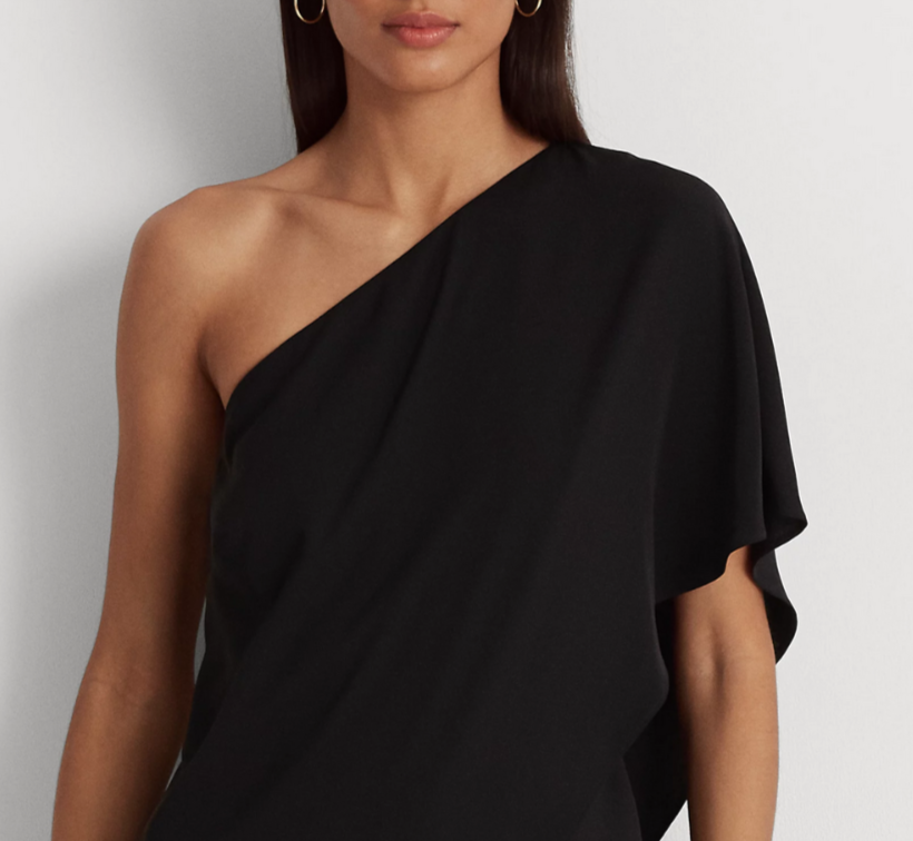 LAUREN Ralph Lauren Cape Georgette One-Shoulder Jumpsuit MSRP $265