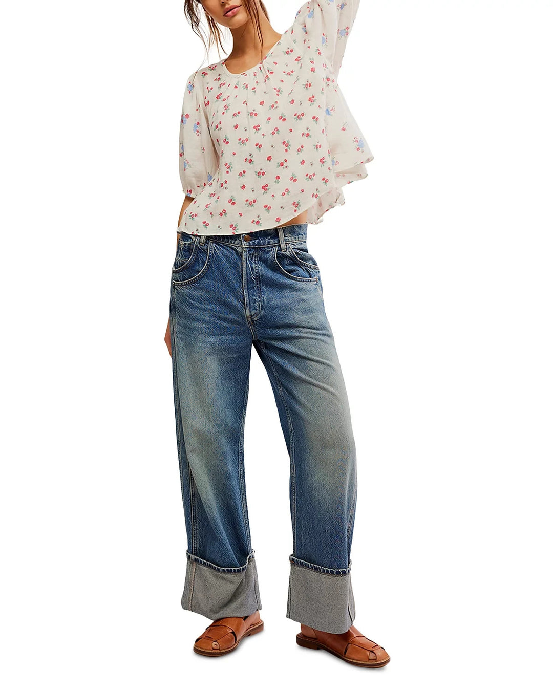 Free People Chloe Printed Top MSRP $128