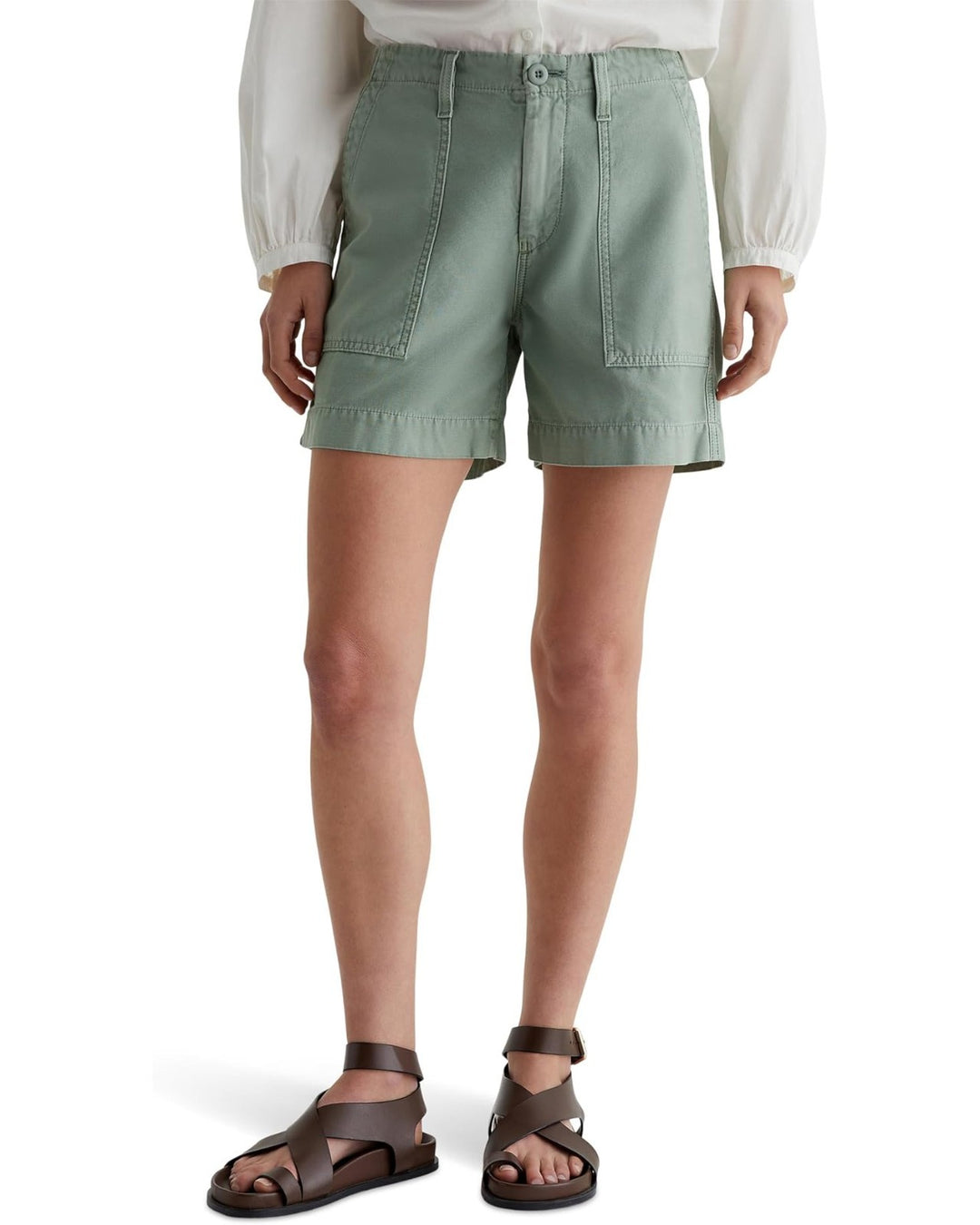 AG Jeans Rosa Mid Rise Utility Shorts MSRP $178