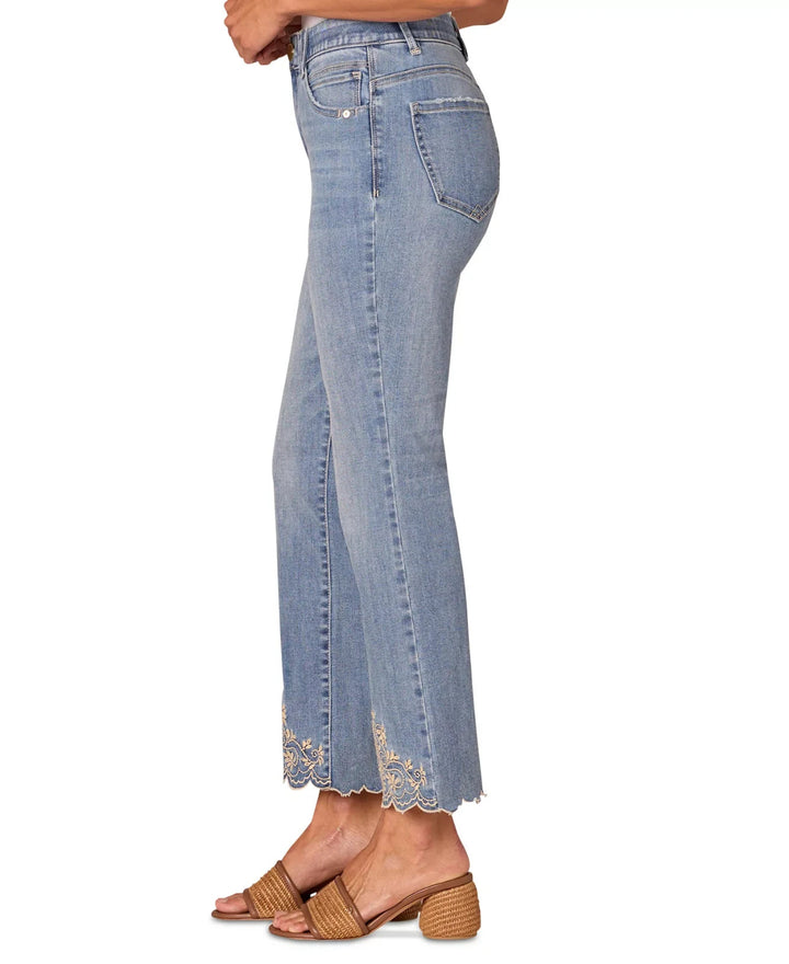 Democracy Petite High-Rise Embroidered Flare Jeans MSRP $88
