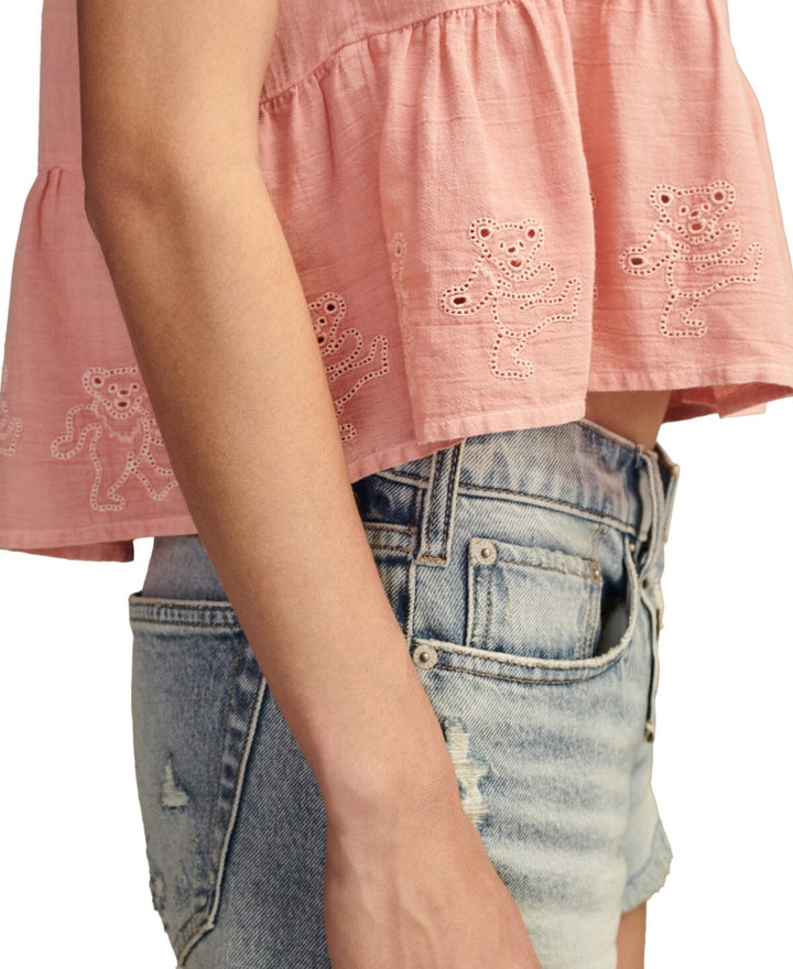 Lucky Brand Cotton Eyelet Dancing Bears Tank Top MSRP $79