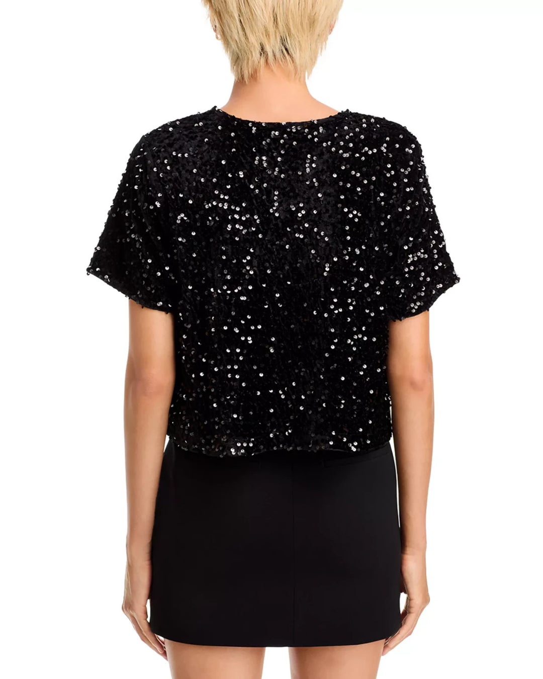 STEVE MADDEN Cressa Sequined Velvet Top MSRP $69