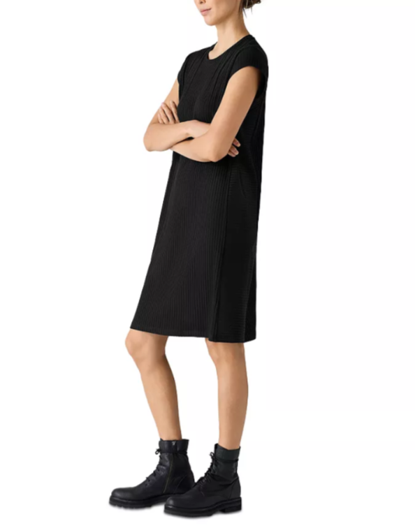 Eileen Fisher Round Neck Rib Knit Dress MSRP $178