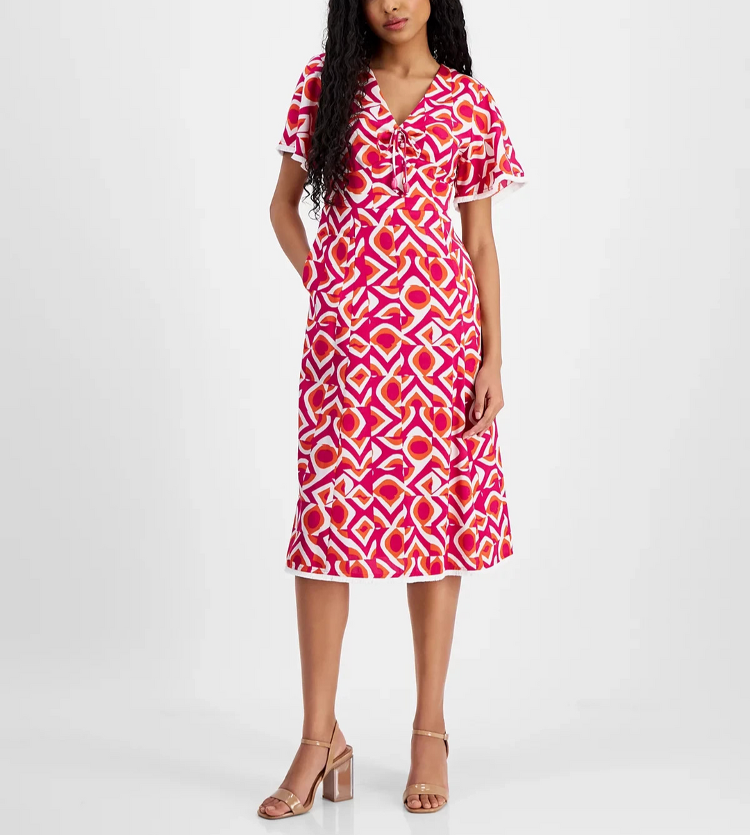 Tahari Petite Printed Midi Dress MSRP $159