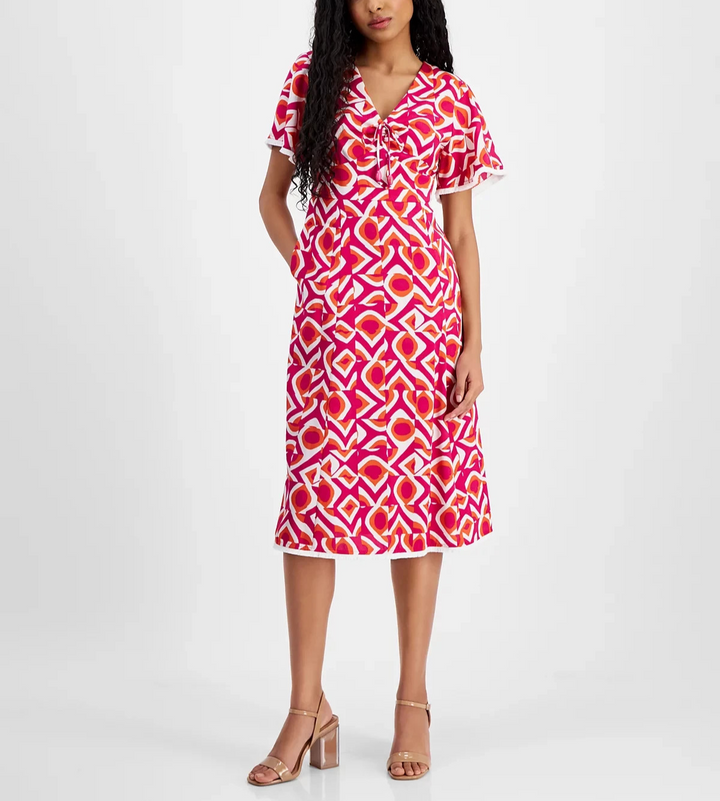 Tahari Petite Printed Midi Dress MSRP $159