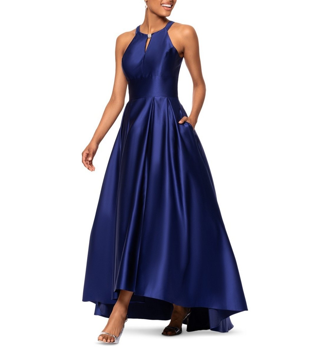 Betsy & Adam Women's Keyhole High-Low Gown MSRP $229