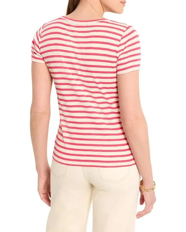 NZT BY NIC+ZOE Scoop Neck Stripe Tee MSRP $78
