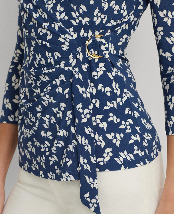 Lauren Ralph Lauren Floral Faux-Wrap Top MSRP $99