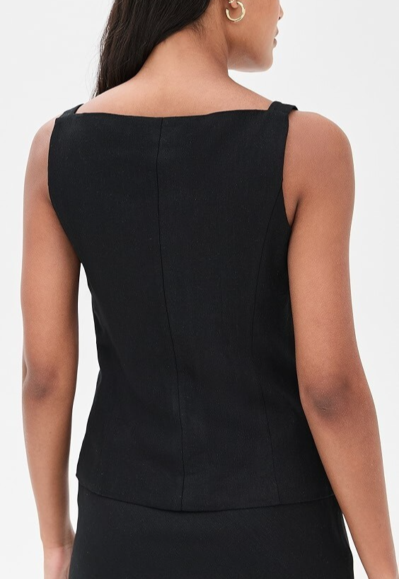 Wayf  Vest Square Neck Button-Down Top MSRP $89