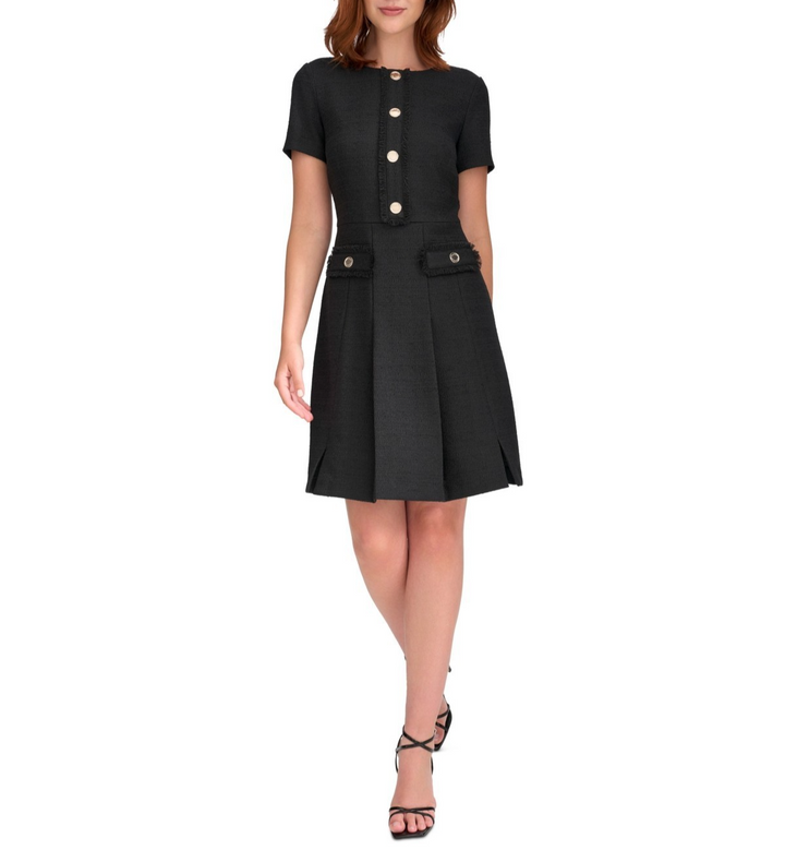 Tommy Hilfiger Women's Round-Neck Fringe-Trim Dress MSRP $129