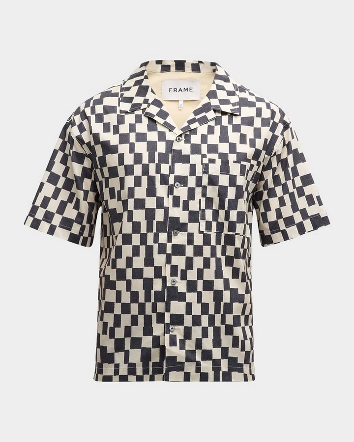 FRAME Men's Vintage-Print Camp Shirt MSRP $248