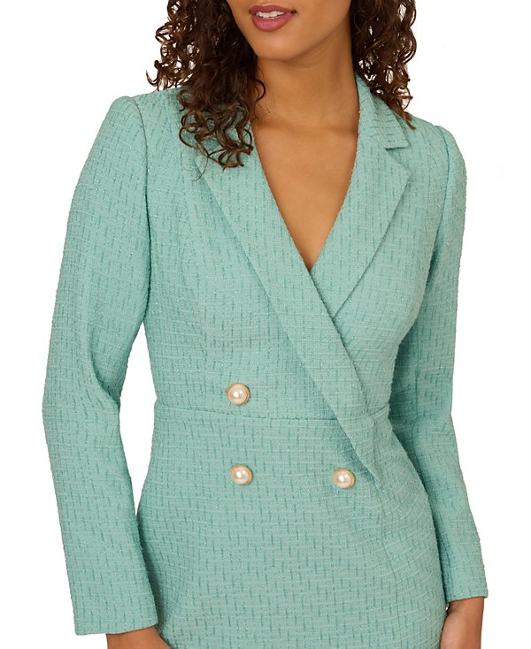 Adrianna Papell Women's Tweed Tuxedo Short Sheath Dress MSRP $229