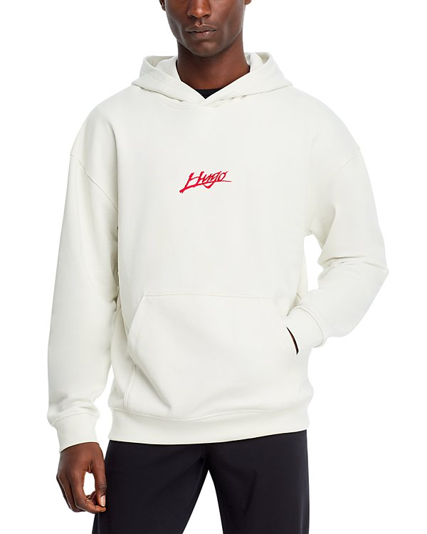 HUGO Dlogolong Cotton Logo Embroidered Hoodie MSRP $148