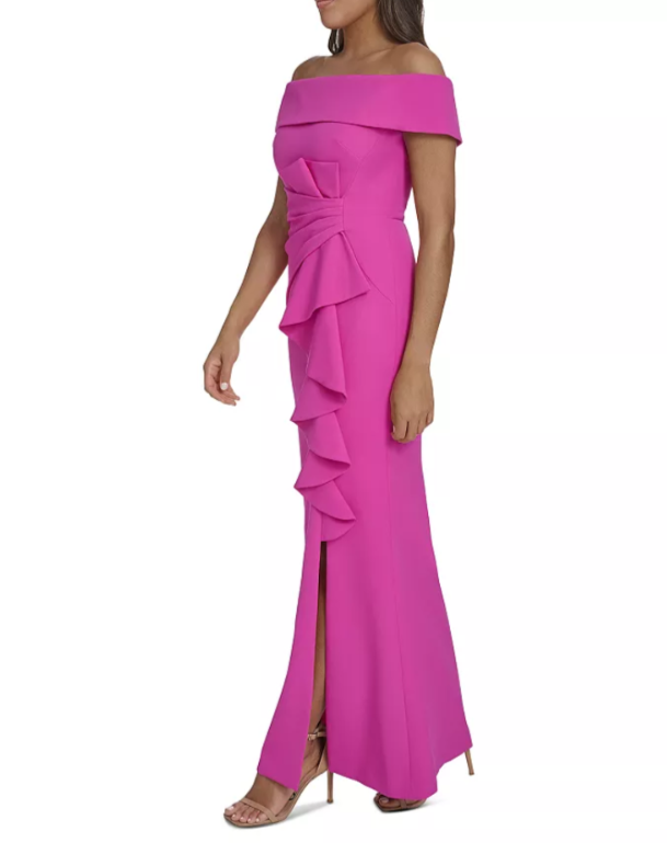 Eliza J Off The Shoulder Ruffle Mermaid Gown MSRP $208