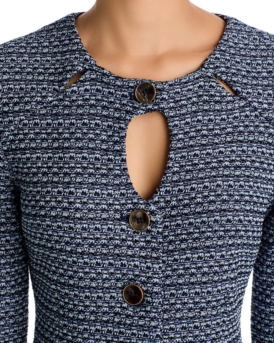 Misook Keyhole Cutout Tweed Knit Sheath Dress MSRP $368