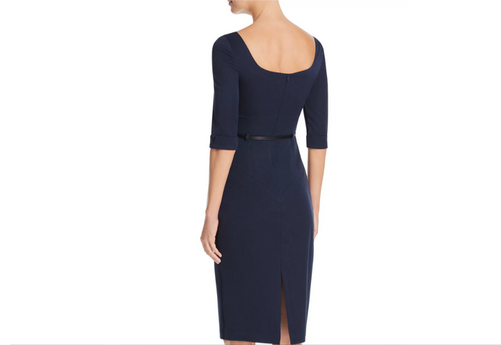 Black Halo Jackie Belted Sheath Dress MSRP $375