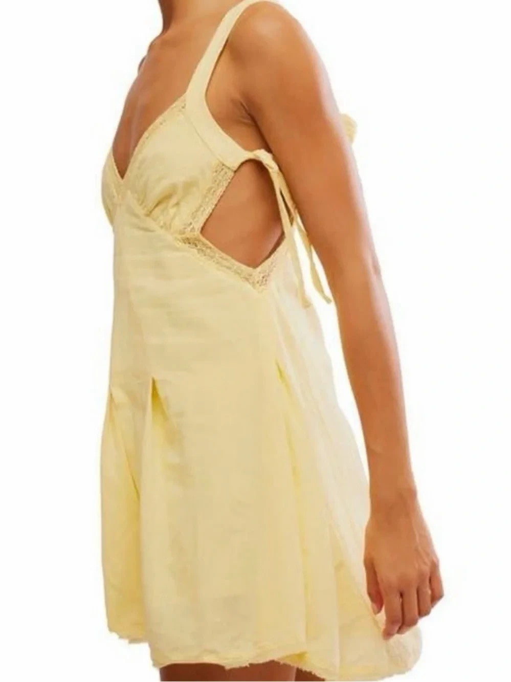 Free People Vivi Mellow Yellow Cotton Mini Dress MSRP $78