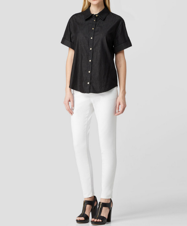 MICHAEL Michael Kors Chambray Button-Front Top MSRP $110
