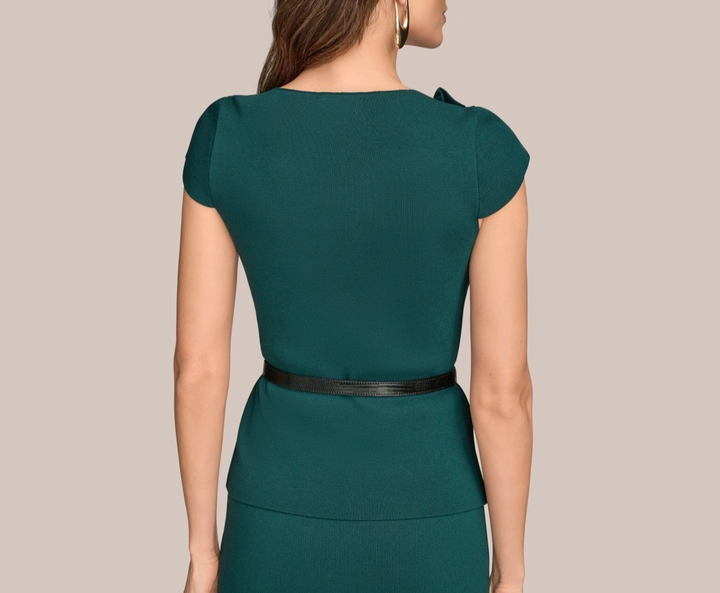 Donna Karan Women's Cap-Sleeve Belted Sweater MSRP $169