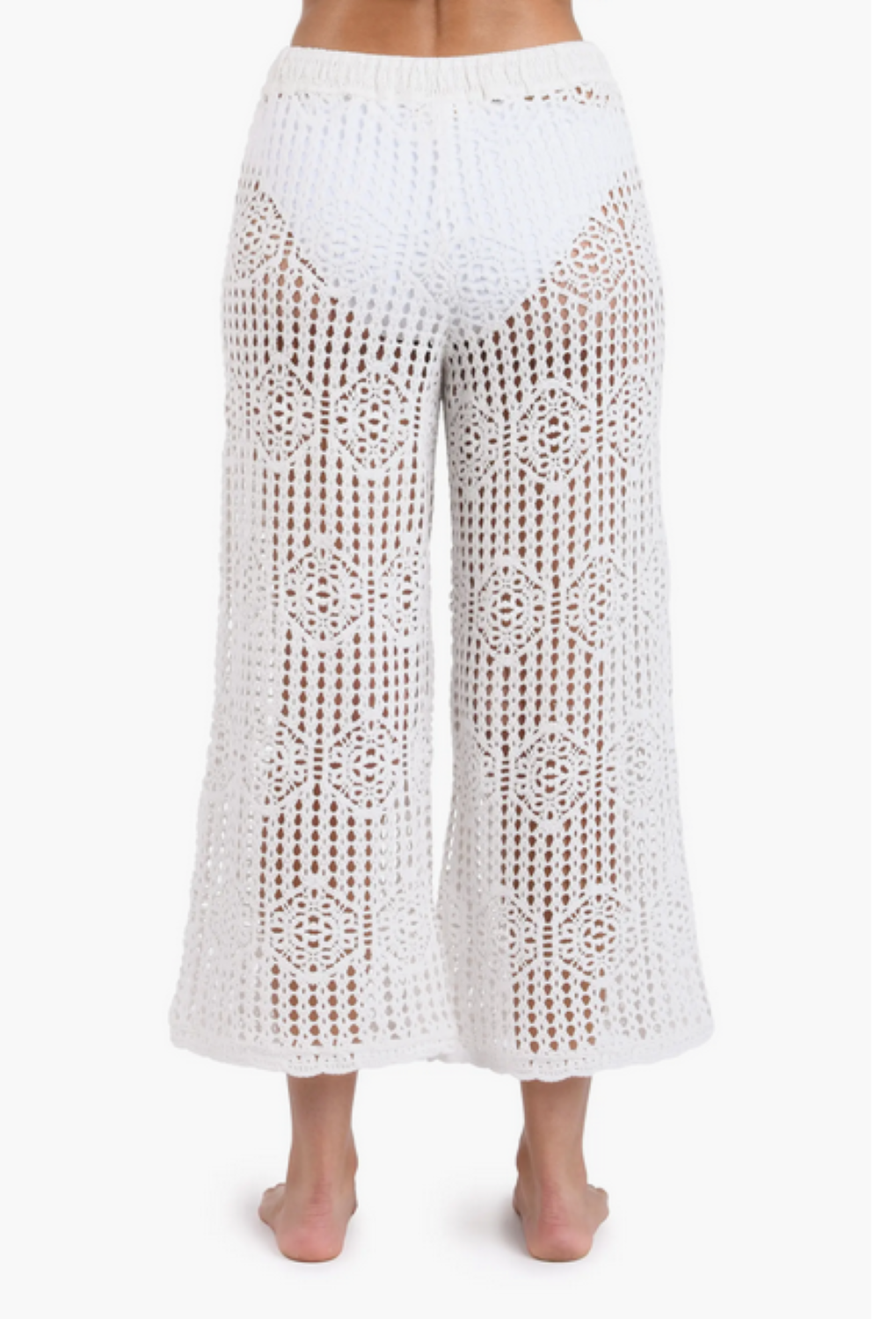 La Blanca Waverly Cropped Crochet Swim Cover-Up Pants MSRP $120