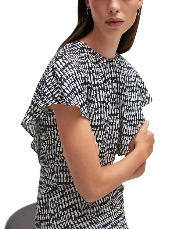 Boss Domicia Printed Draped Sleeve Dress MSRP $ 645