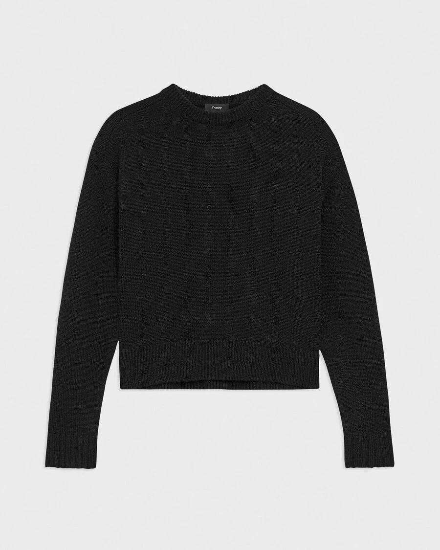 Theory Women’s Cropped Crewneck Sweater in Cashmere MSRP $345