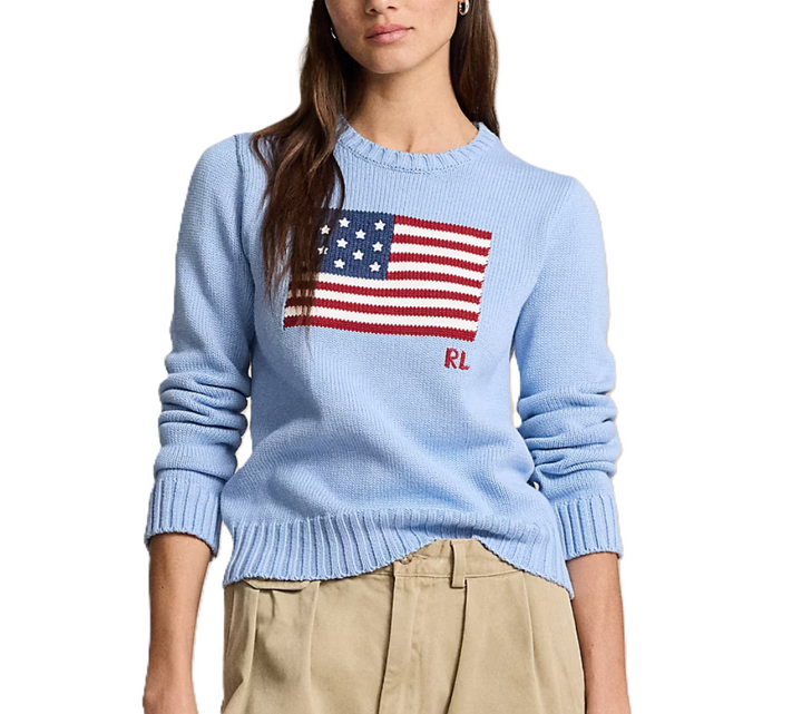 POLO Ralph Lauren Flag Cotton Crewneck Sweater MSRP $398