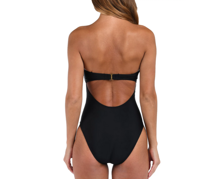 L'AGENCE Emilia Solid Bandeau V Wire One Piece Swimsuit MSRP $235