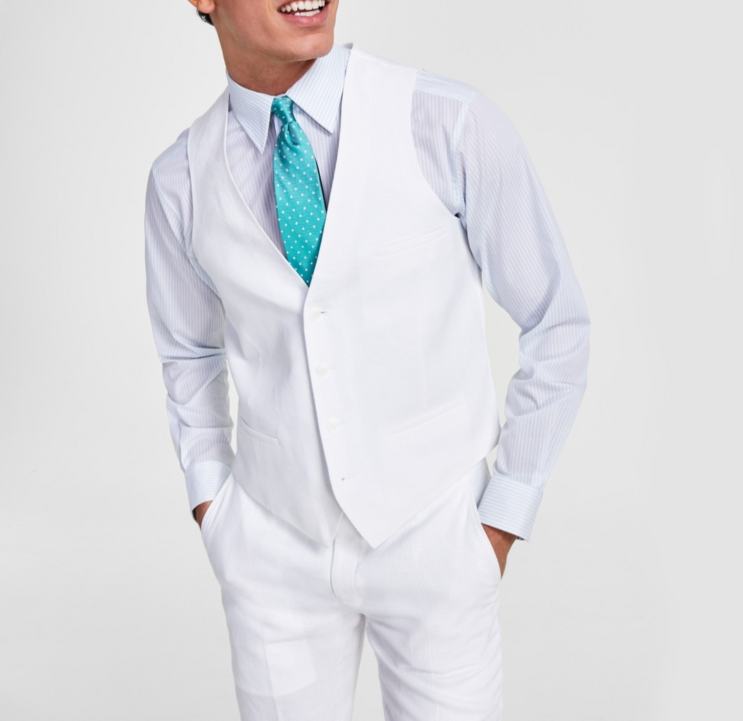 Bar III Slim-Fit Linen Suit Vest MSRP $115