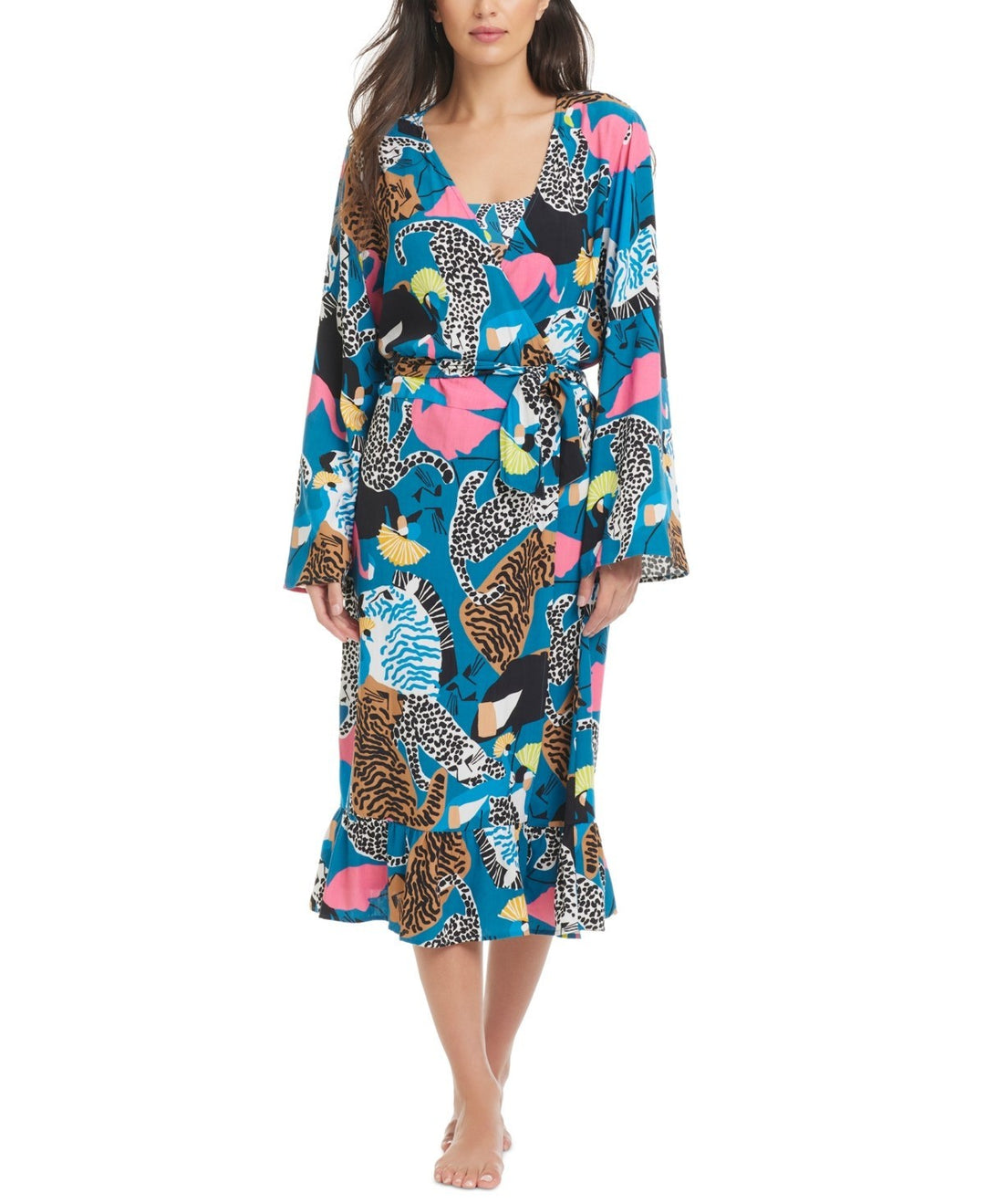 Red Carter Long Tie-Waist Beach Robe Cover-up MSRP $168