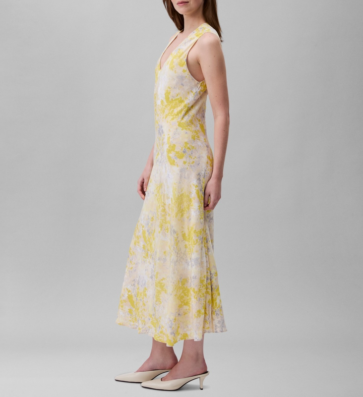 Calvin Klein Women's Abstract-Print V-Neck Midi Dress MSRP $179