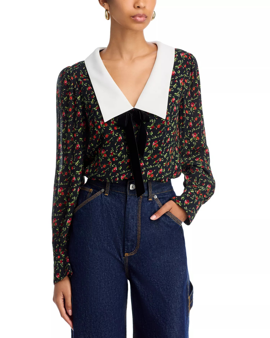 FRENCH CONNECTION Yasmin Collared Crepe Top MSRP $118