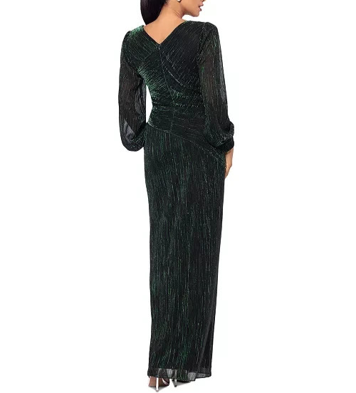 Betsy & Adam Metallic Crinkled Gown MSRP $279