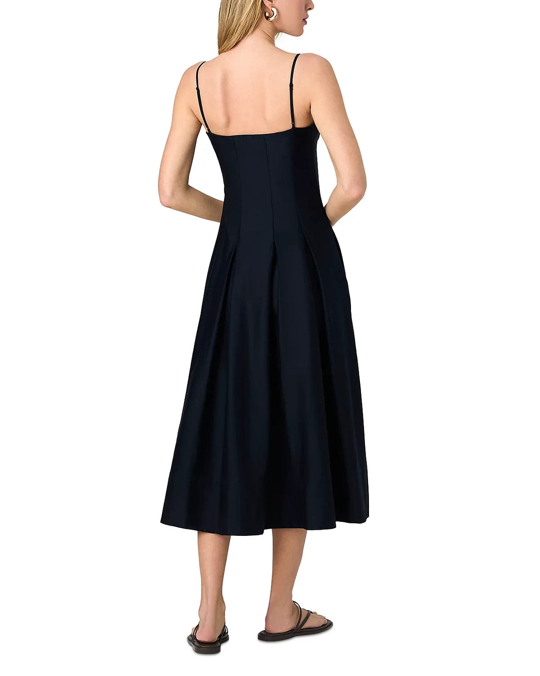 FRENCH CONNECTION Sateen Pleated Midi Dress MSRP $178