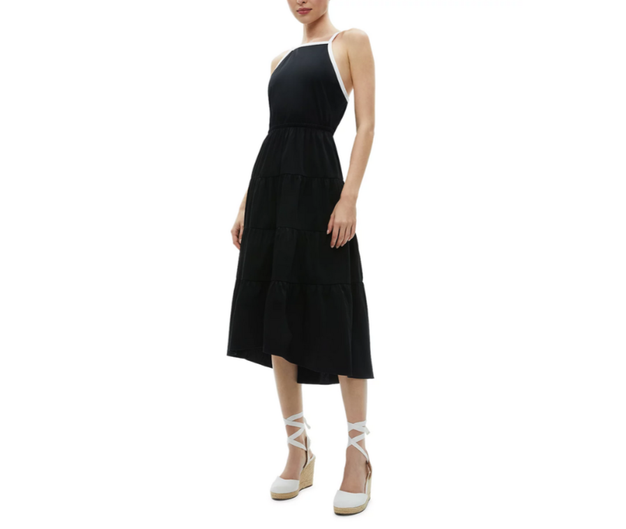 Alice and Olivia Hartley Gathered Midi Dress MSRP $395