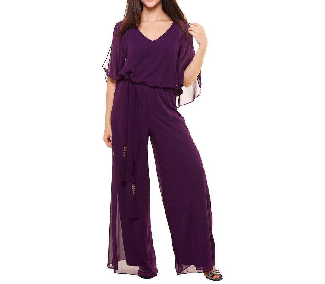 MSK Women's Cold-Shoulder Belted Wide-Leg Jumpsuit MSRP $89