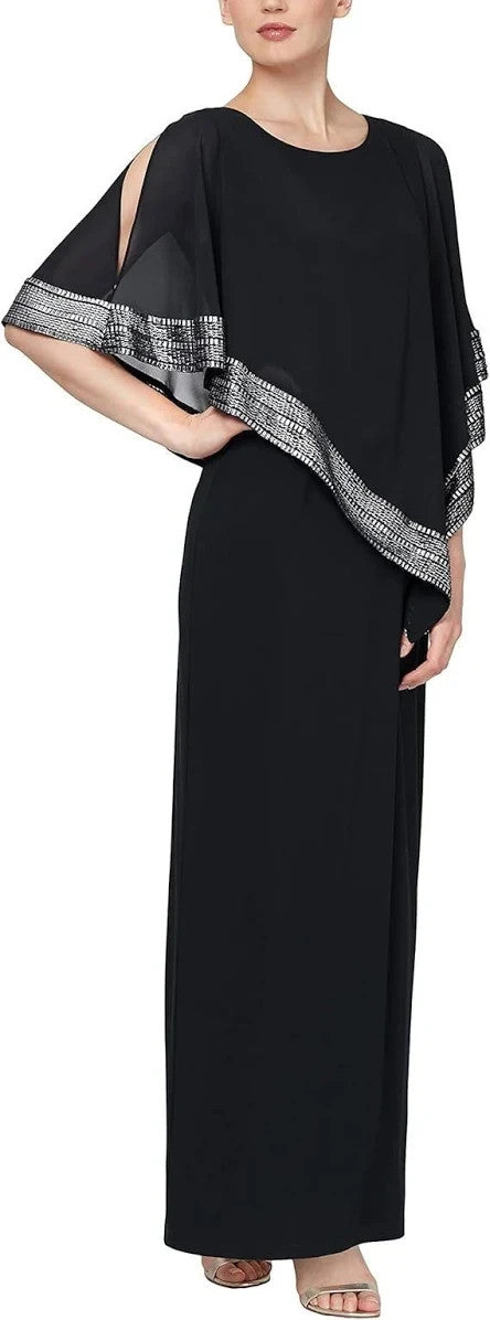 SL Fashions Metallic-Trim Capelet Gown MSRP $129