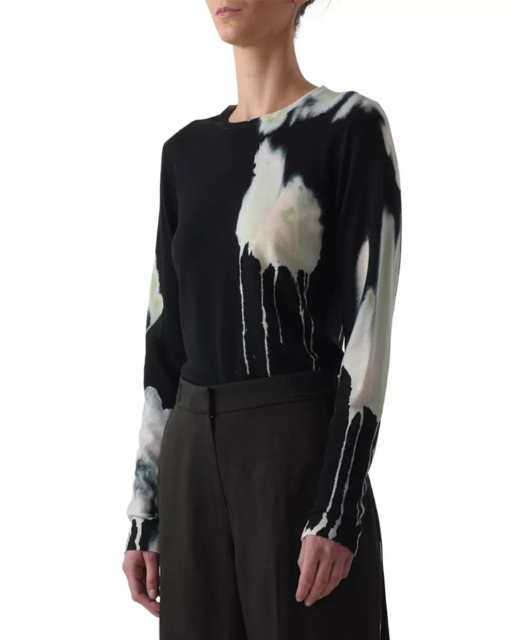 Jason Wu Collection Watercolor Floral Merino Wool Crewneck Sweater MSRP $795