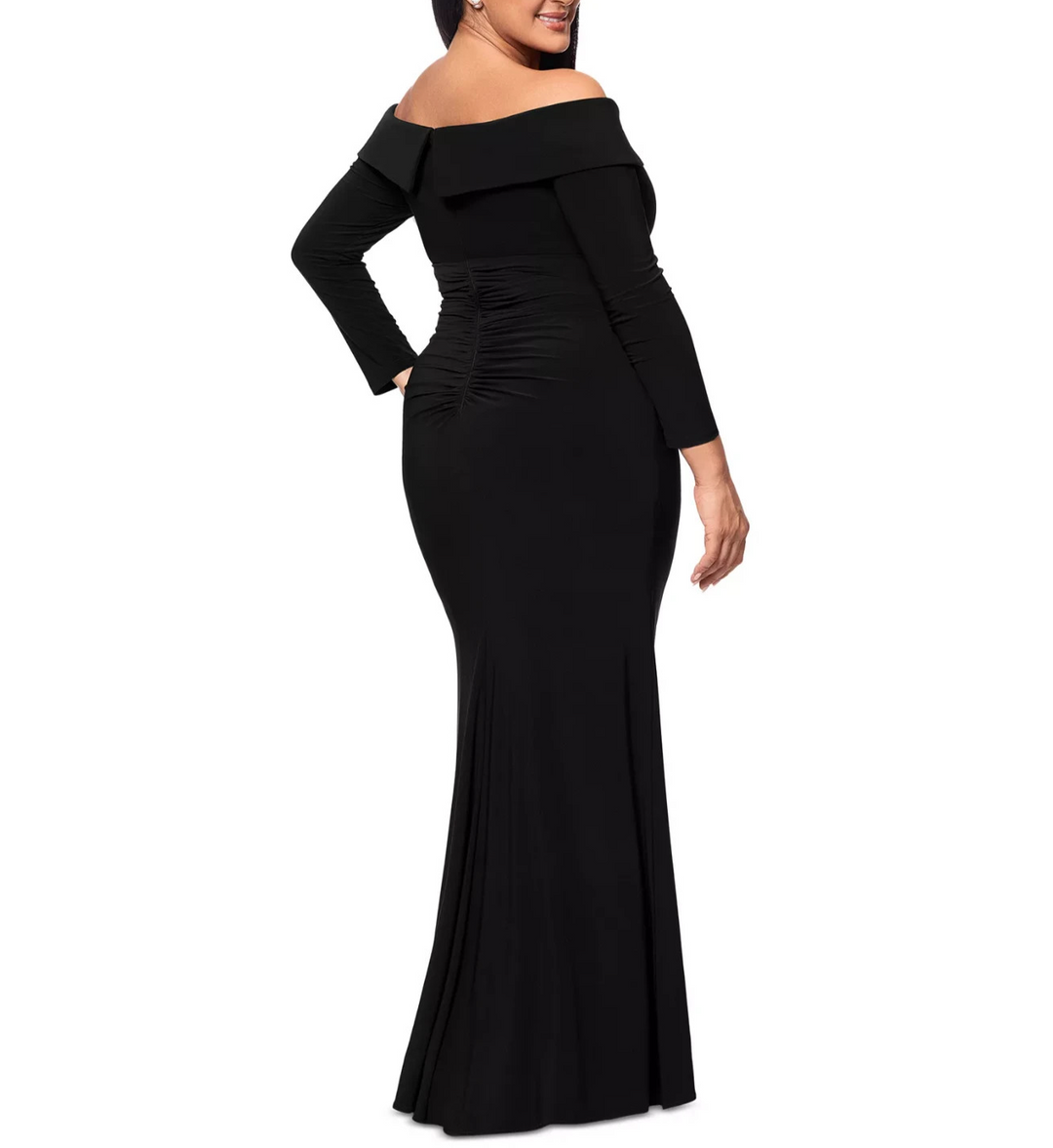 XSCAPE Plus Size Off-The-Shoulder Ruched Evening Gown MSRP $249