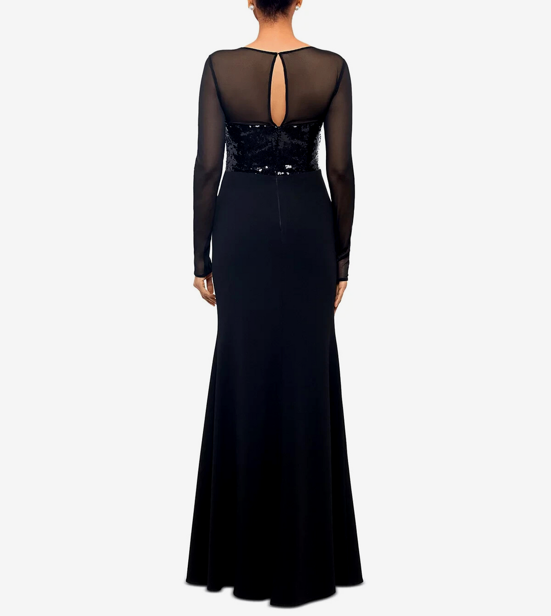 Betsy & Adam Sequined Rosette Illusion Gown MSRP $309