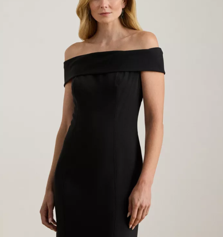 Lauren Ralph Lauren Crepe Off-the-Shoulder Gown MSRP $245
