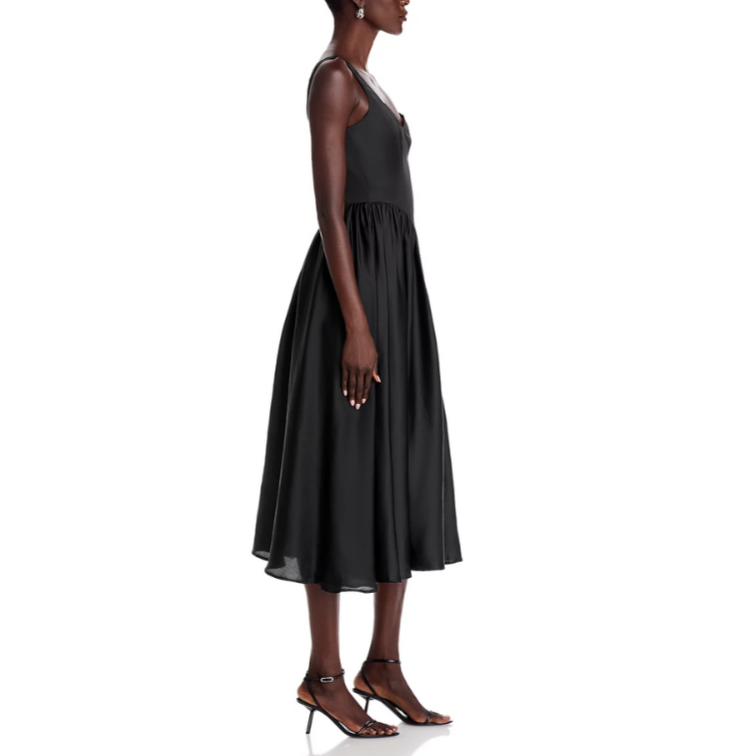 AQUA Satin Organza Midi Dress MSRP $118