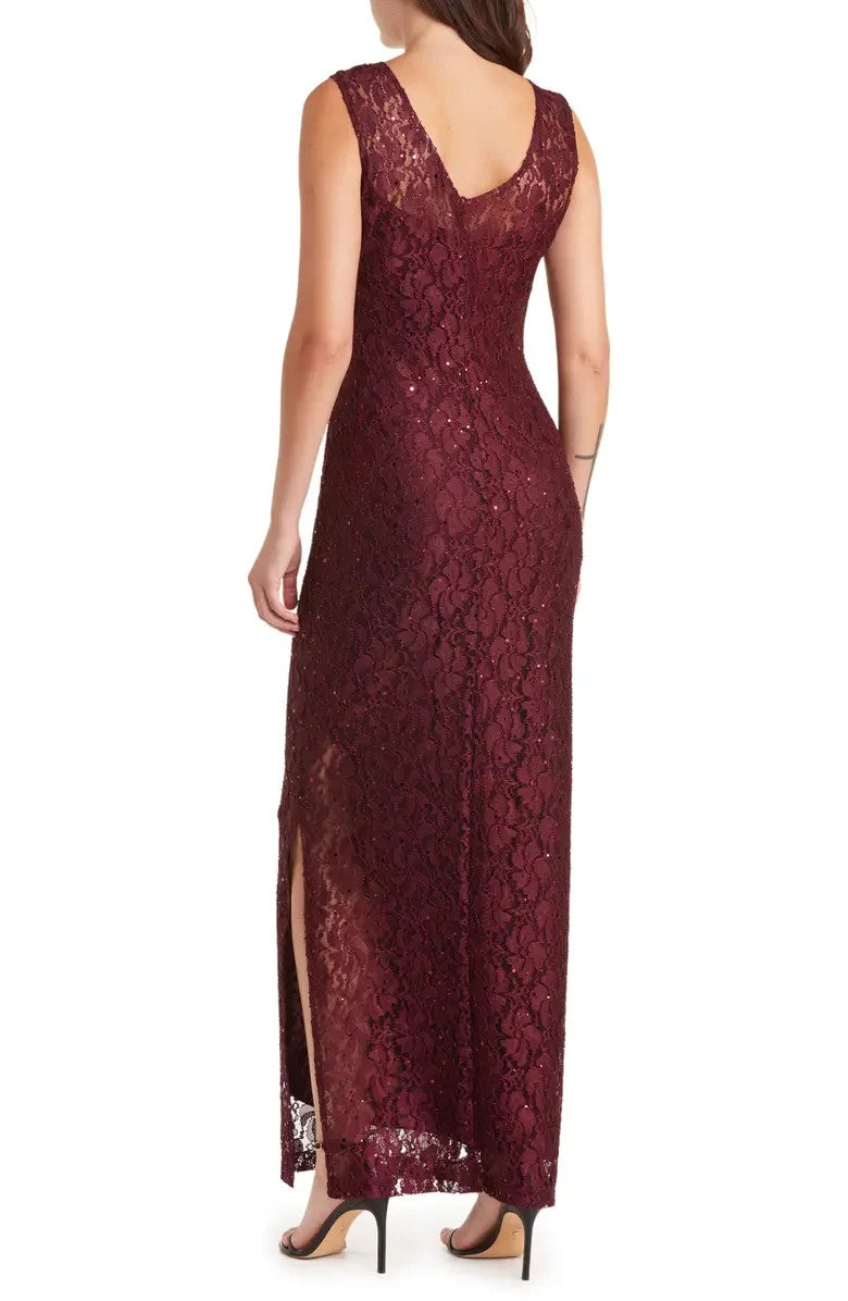 Connected Women's Sequined-Lace Boat-Neck Maxi Dress MSRP $109