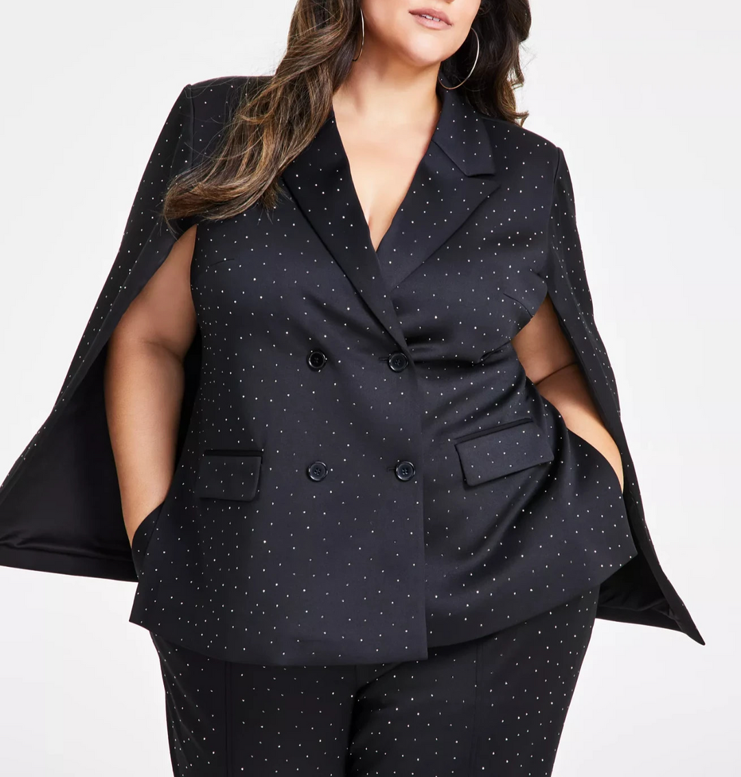 Nina Parker Trendy Plus Size Studded Cape Blazer MSRP $129